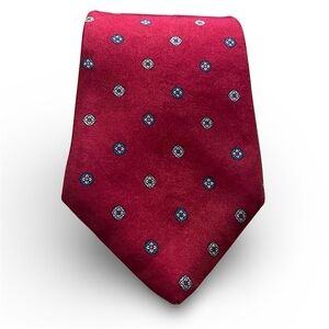 Vintage John Henry Designer Men’s Tie 100% Silk Imported Fabric Slip-Stitch Red